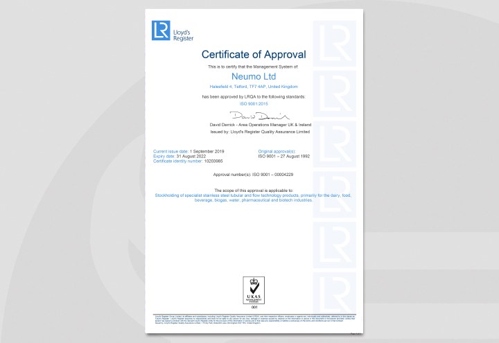 Quality management system according to LRQA ISO 9001:2015.  – Certificate 2018